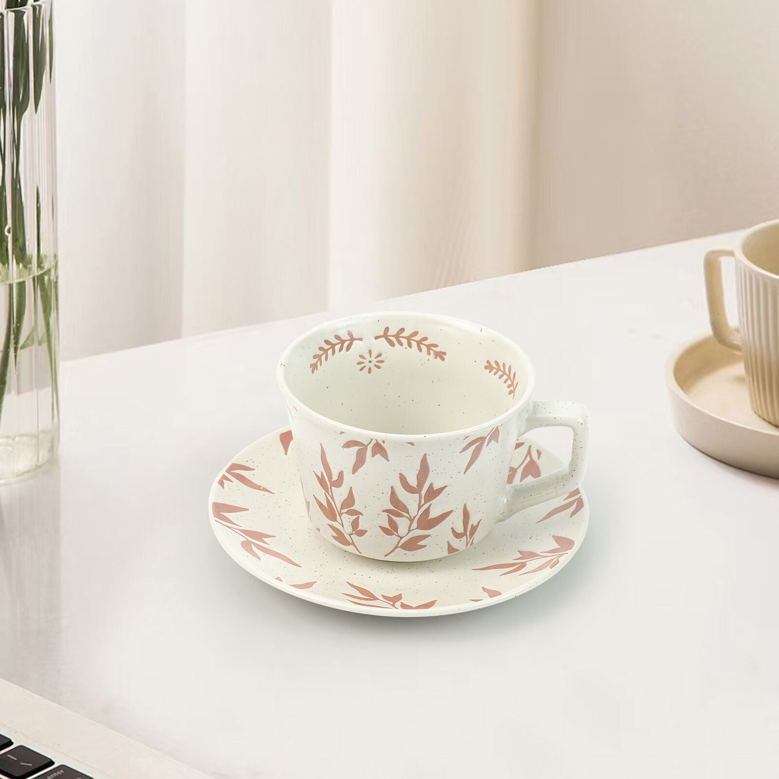 Eden Nest Speckle Cup and Saucer Set 380ml Earthy Red