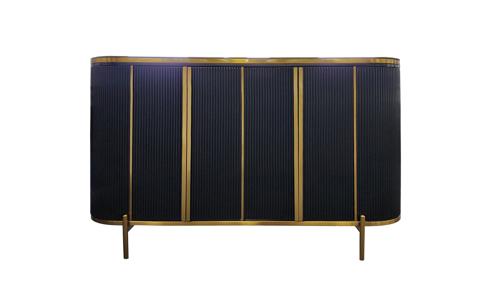 Eden Nest Black Marble Sideboard Buffet Table With Gold Trim