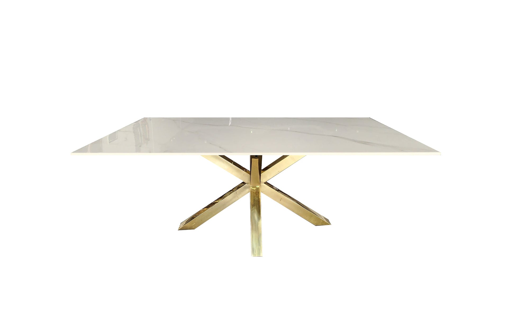 Eden Nest Gold White Marble Dining Table 90cm by 180cm