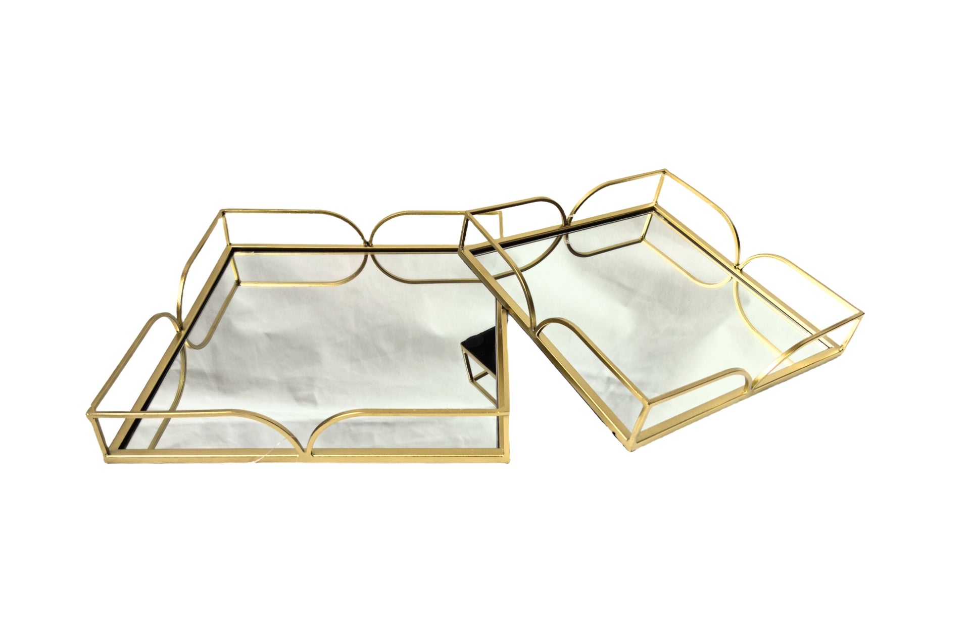 Eden Nest Willow Square Tray Set of 2 Gold Finish Options