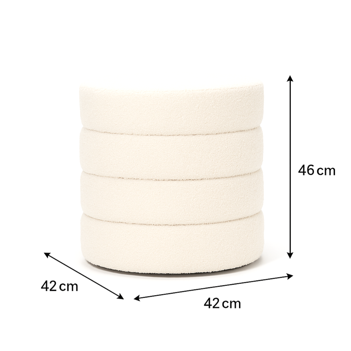 Eden Nest Cleo White Boucle Ottoman Modern Plush Seat