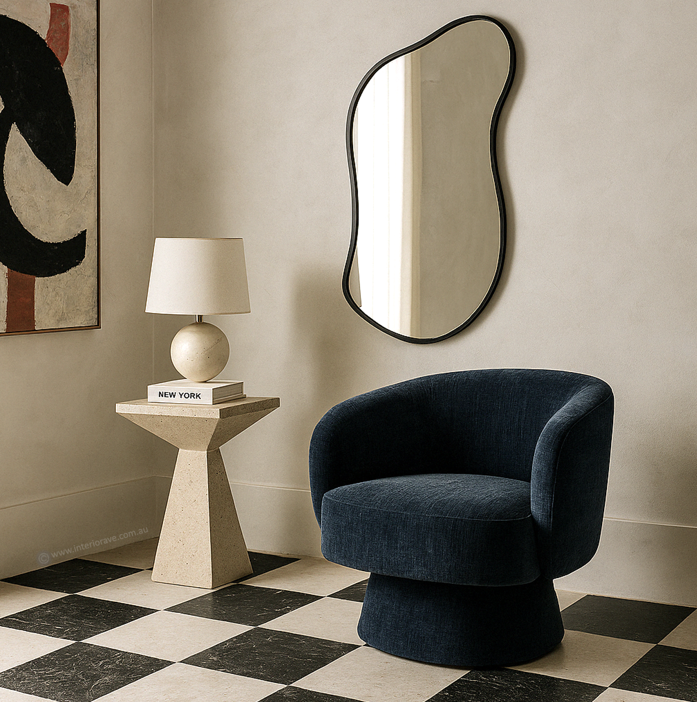 Eden Nest Celine Swivel Chair Denim Chenille