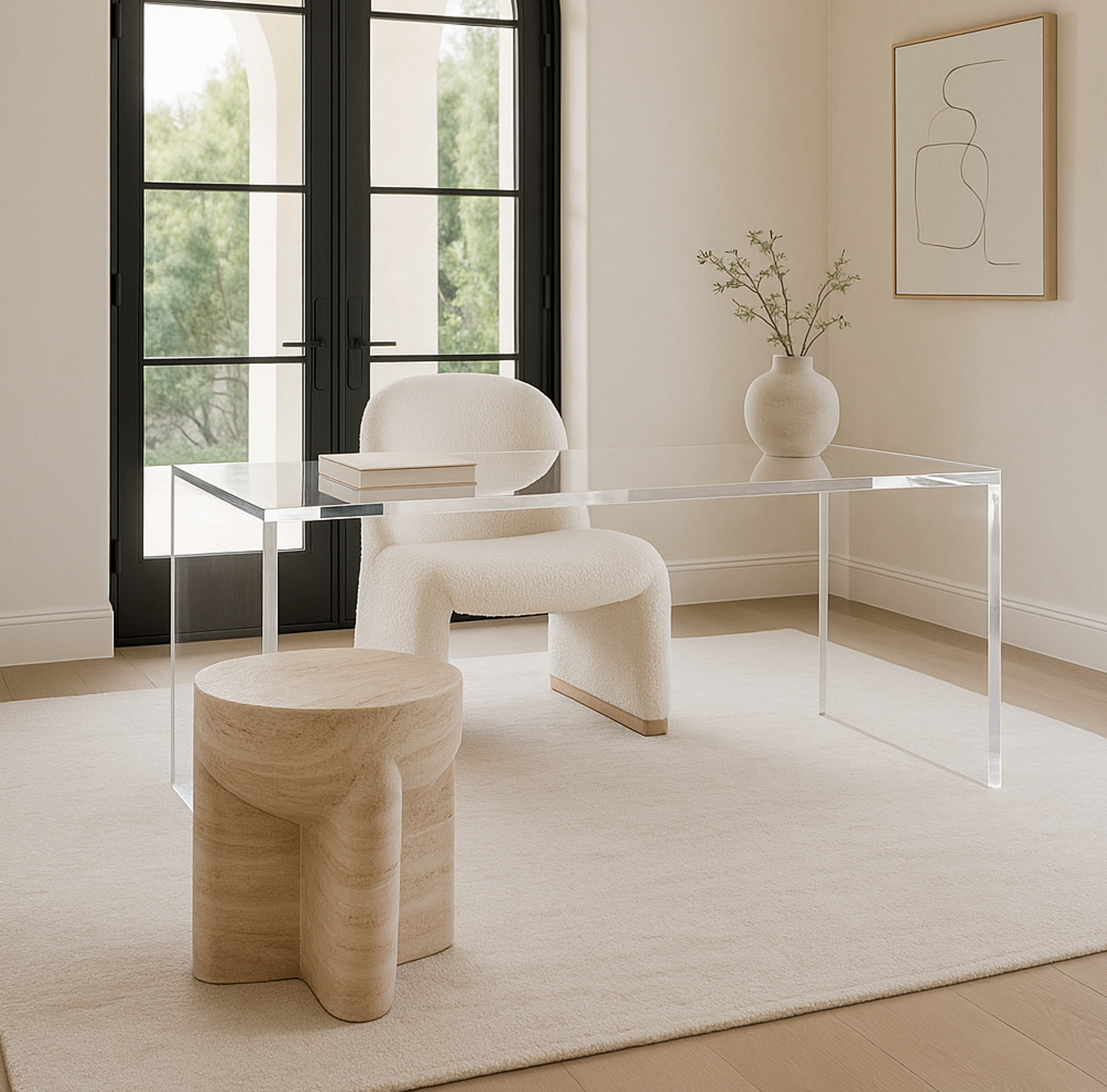 Eden Nest Haven Armchair White Boucle