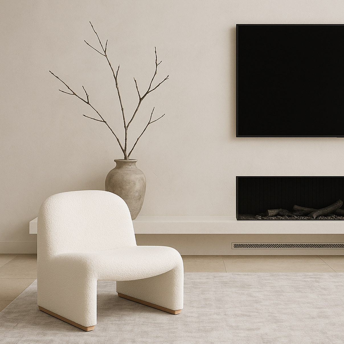 Eden Nest Haven Armchair White Boucle