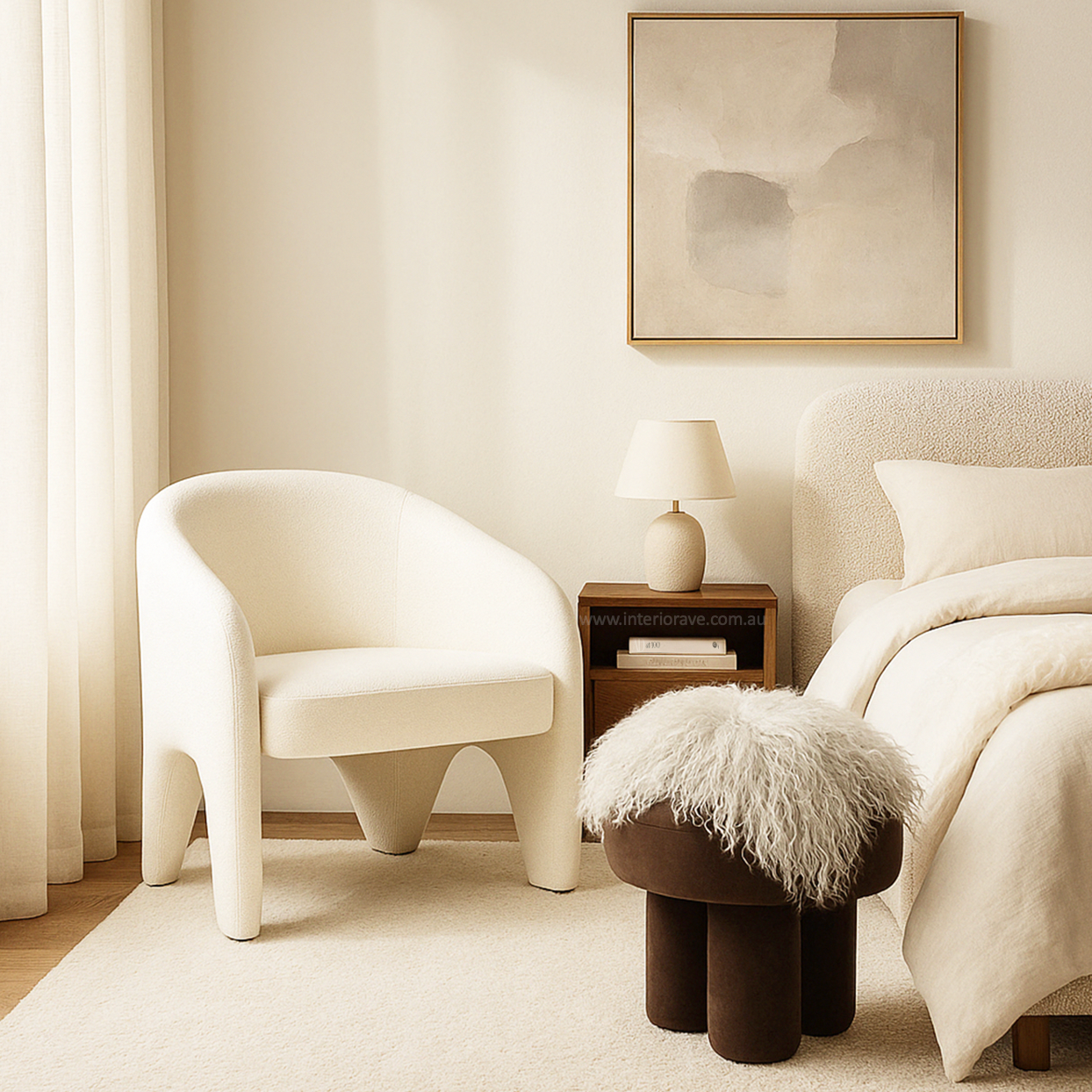 Eden Nest Nova Armchair White Chenille