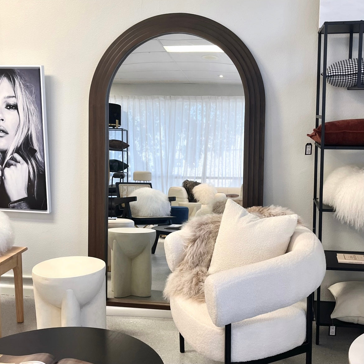 Eden Nest Sierra Arched Step Mirror Walnut Finish Frame