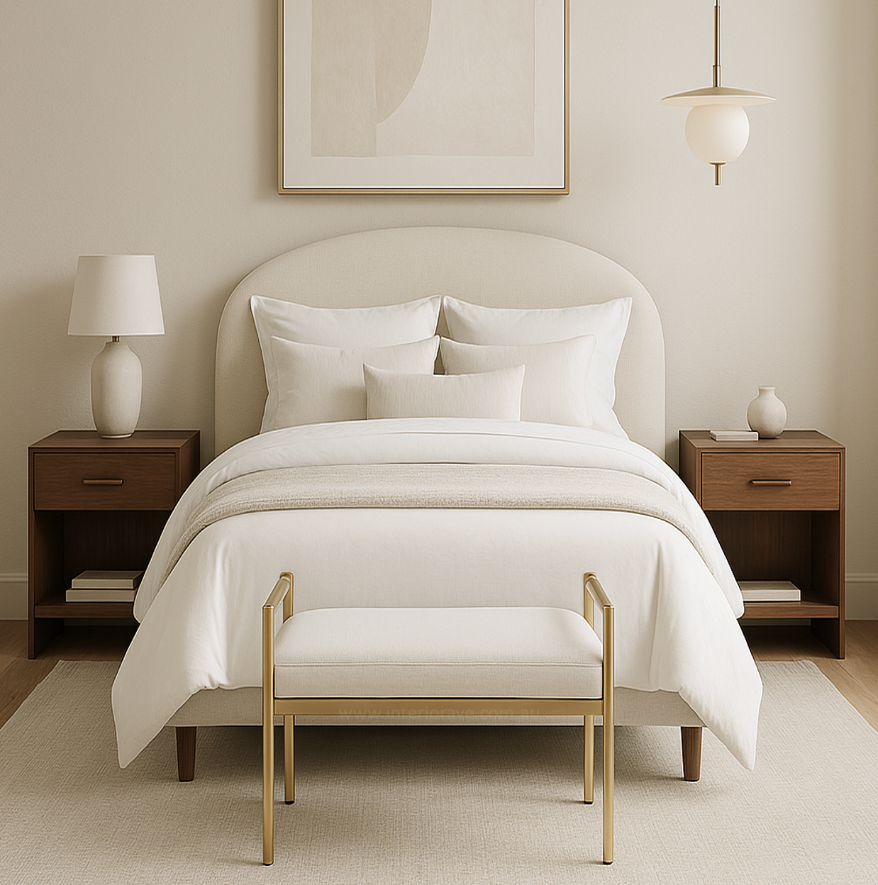 Eden Nest Cuba Velvet Vanity Stool White With Steel Base