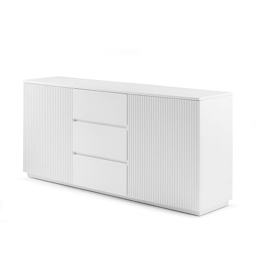 Eden Nest White Buffet Cabinet With Ceramic Top MDF