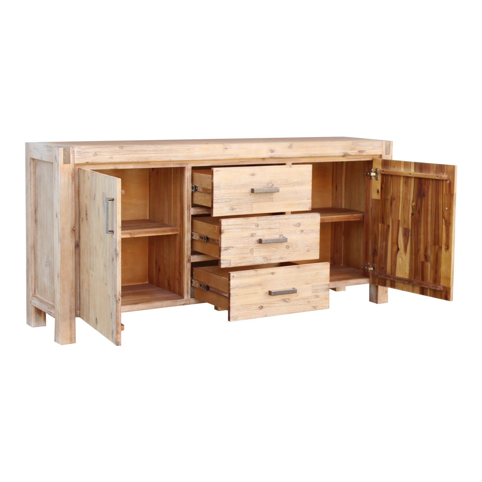 Eden Nest Oak Colour Solid Acacia Sideboard With Drawers