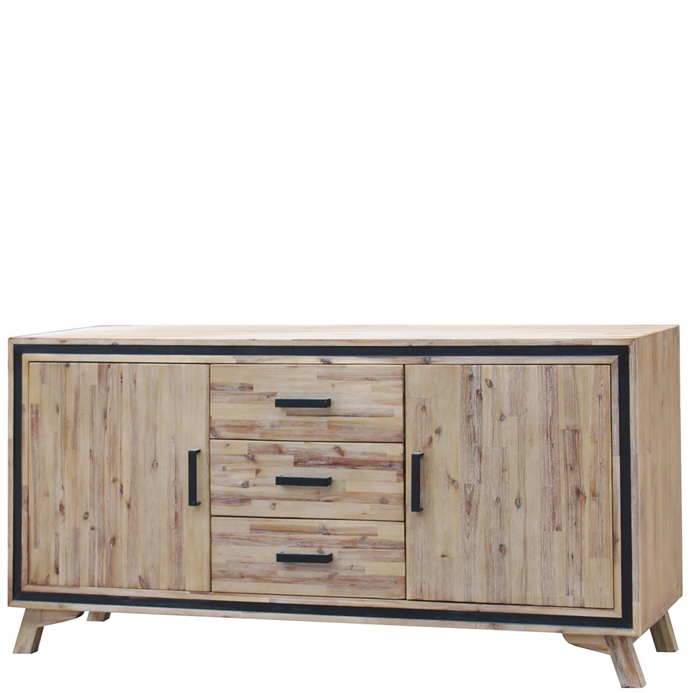 Eden Nest Buffet Sideboard Silver Brush with Acacia Drawers