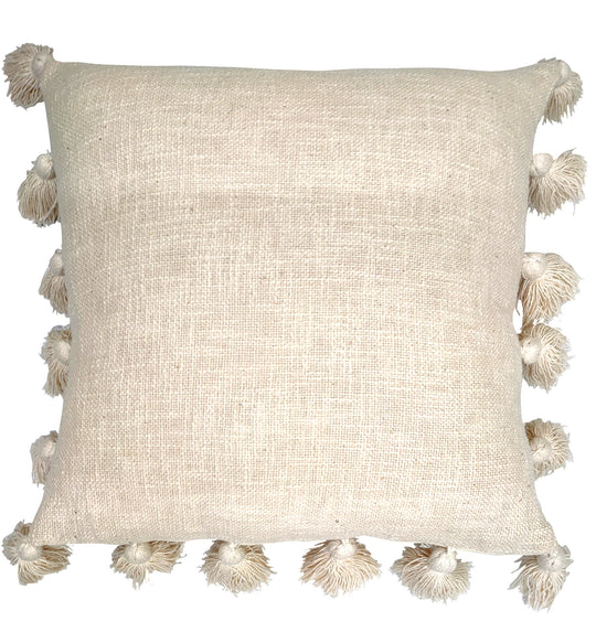 Woven Cushion Cover with Tassels, Natural Beige, 45x45cm