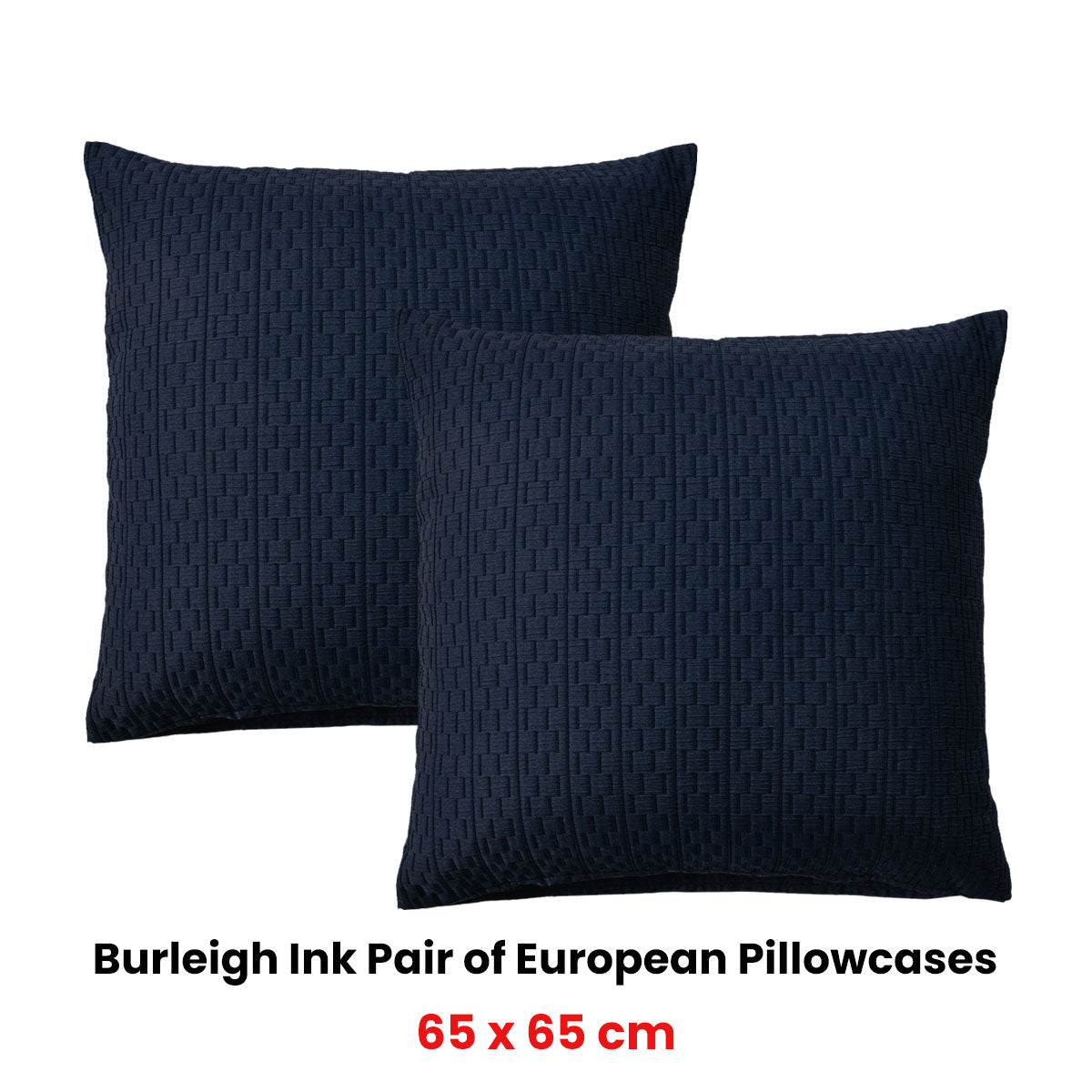 Bianca Pair of Eden Nest Ink European Pillowcases 65x65cm