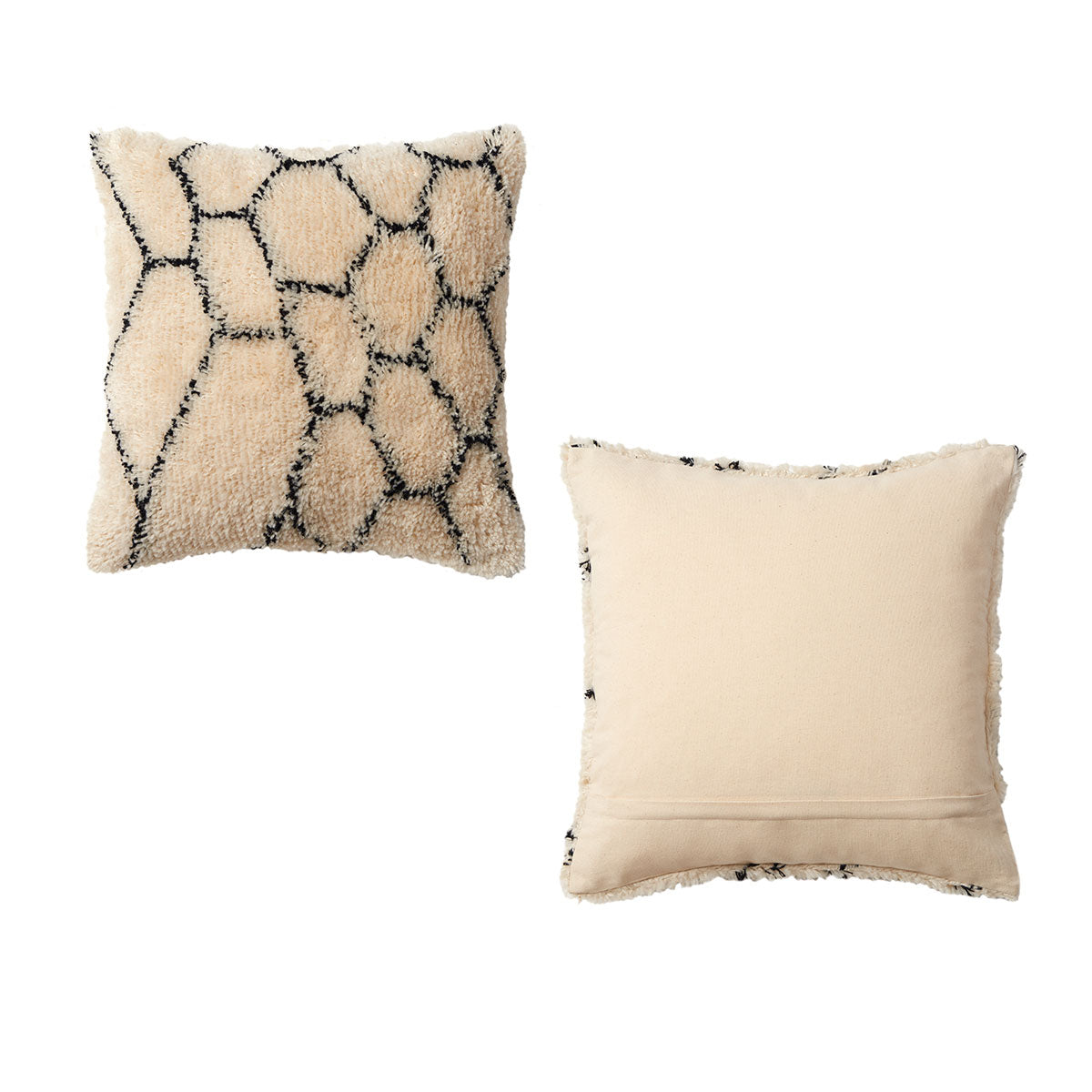Eden Nest Alba Natural Black Textured Filled Square Cushion