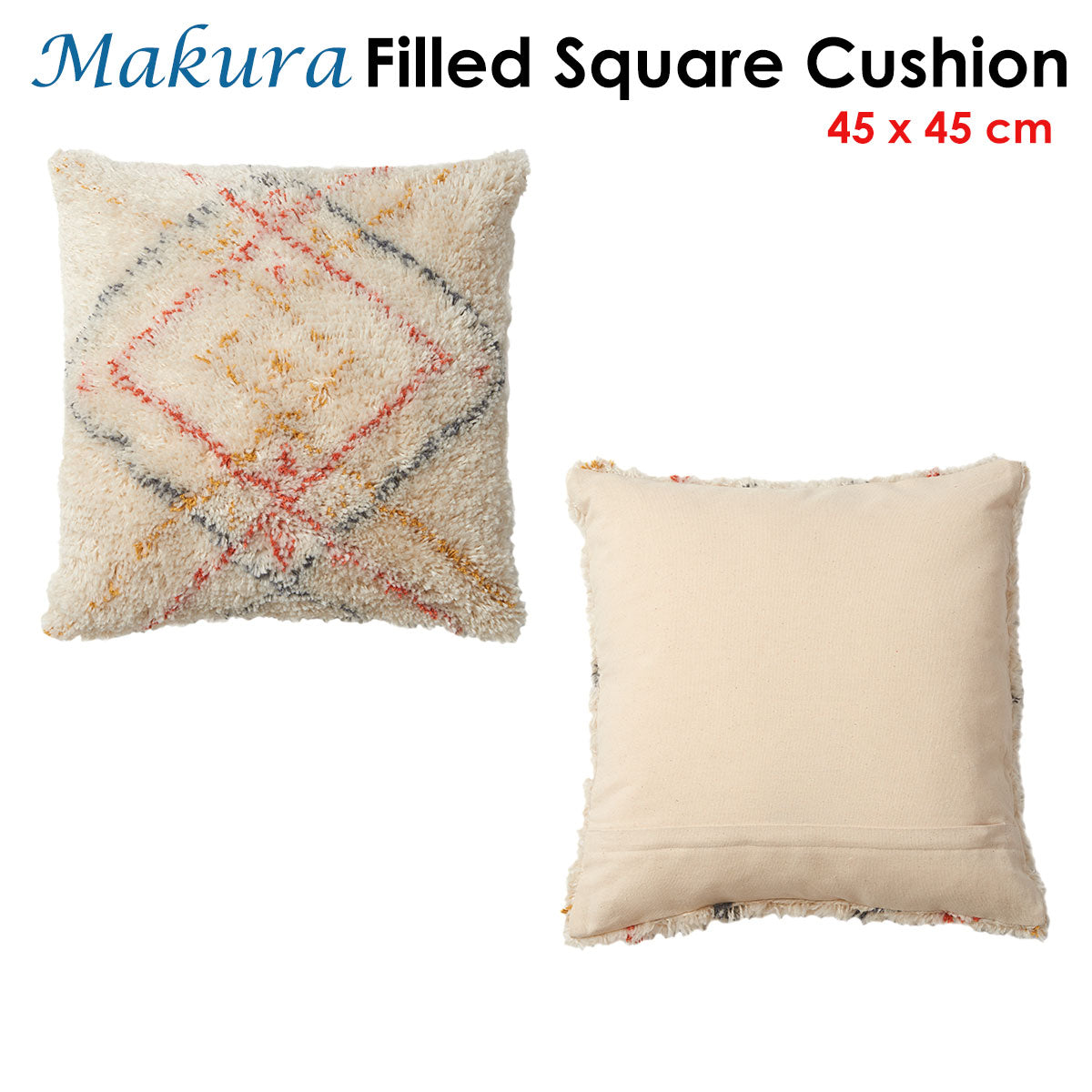 Eden Nest Makura Textured Square Cushion 45x45cm Applique