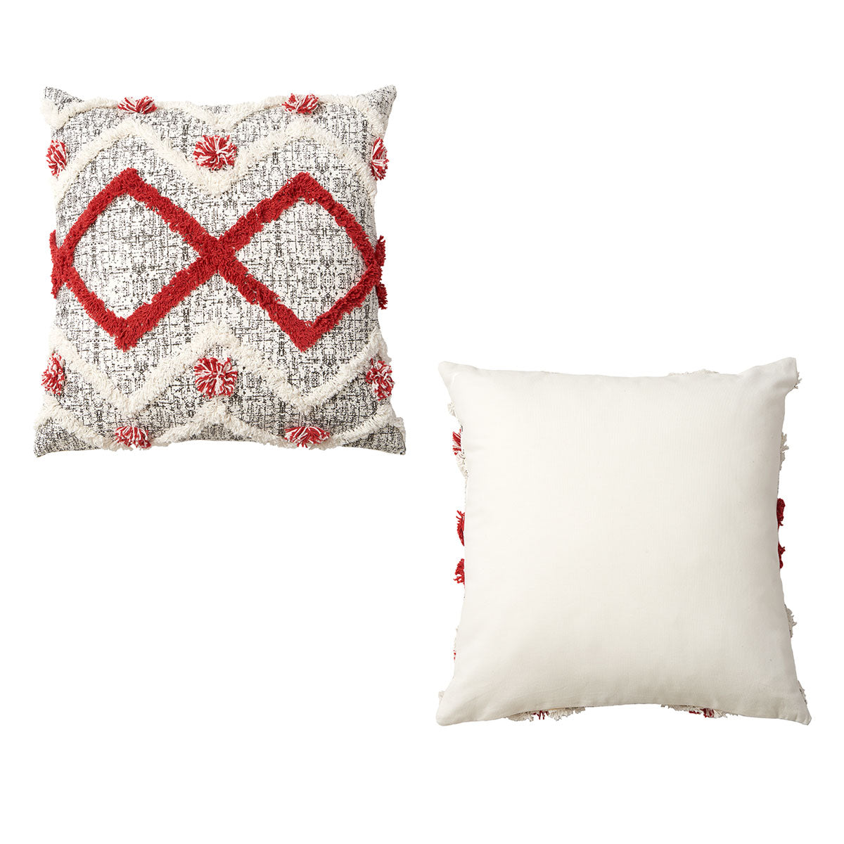 Eden Nest Ronan White Red Textured Applique Cushion 45x45