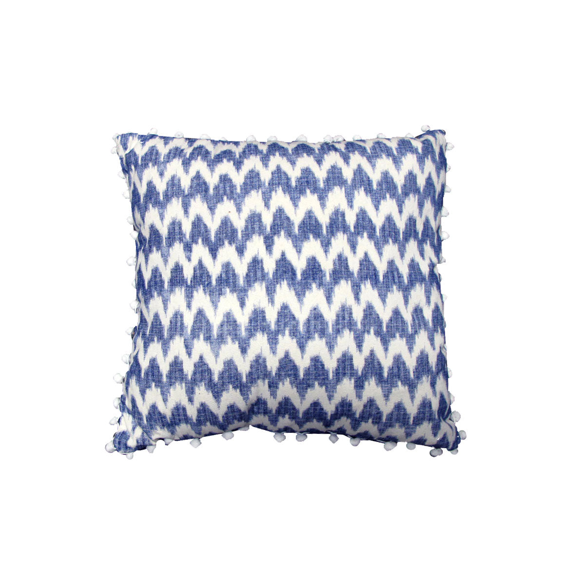 Eden Nest Valtina Pom Pom Blue Filled Cushion 43x43cm