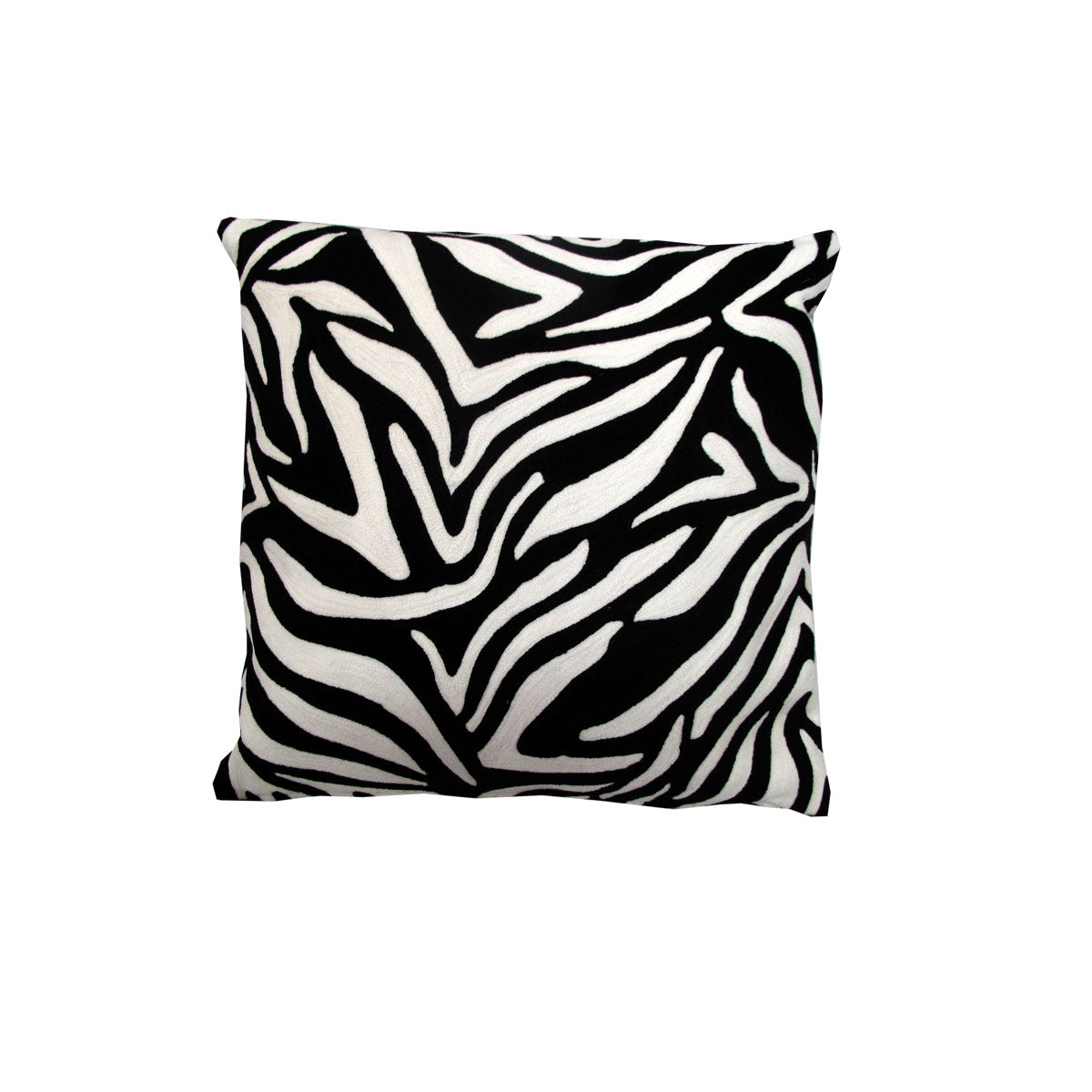 Eden Nest Zebra Embroidered Black Filled Cushion 43 x 43 cm