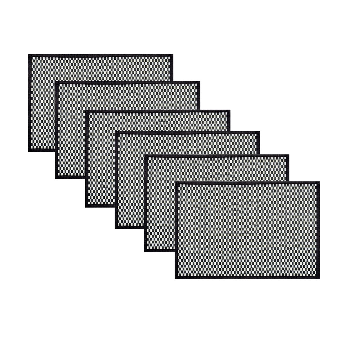 Eden Nest 6-Pack Checkered Black &amp; White Bamboo Table Placemats - 30 x 45 cm