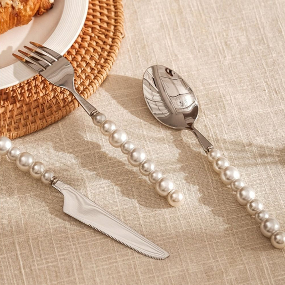 Eden Nest 4-Piece Stainless Steel and Pearl Handle Flatware Set