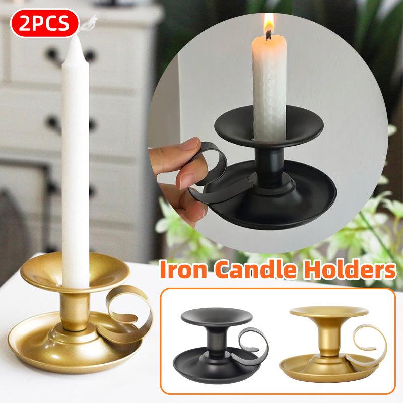 Two Piece European Iron Candle Holders For Dinner Decor Gold
