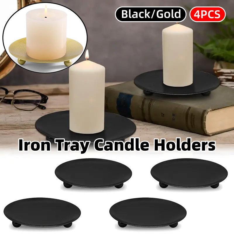 Eden Nest Iron Plate Candle Holder Aroma Base Tray Set Black
