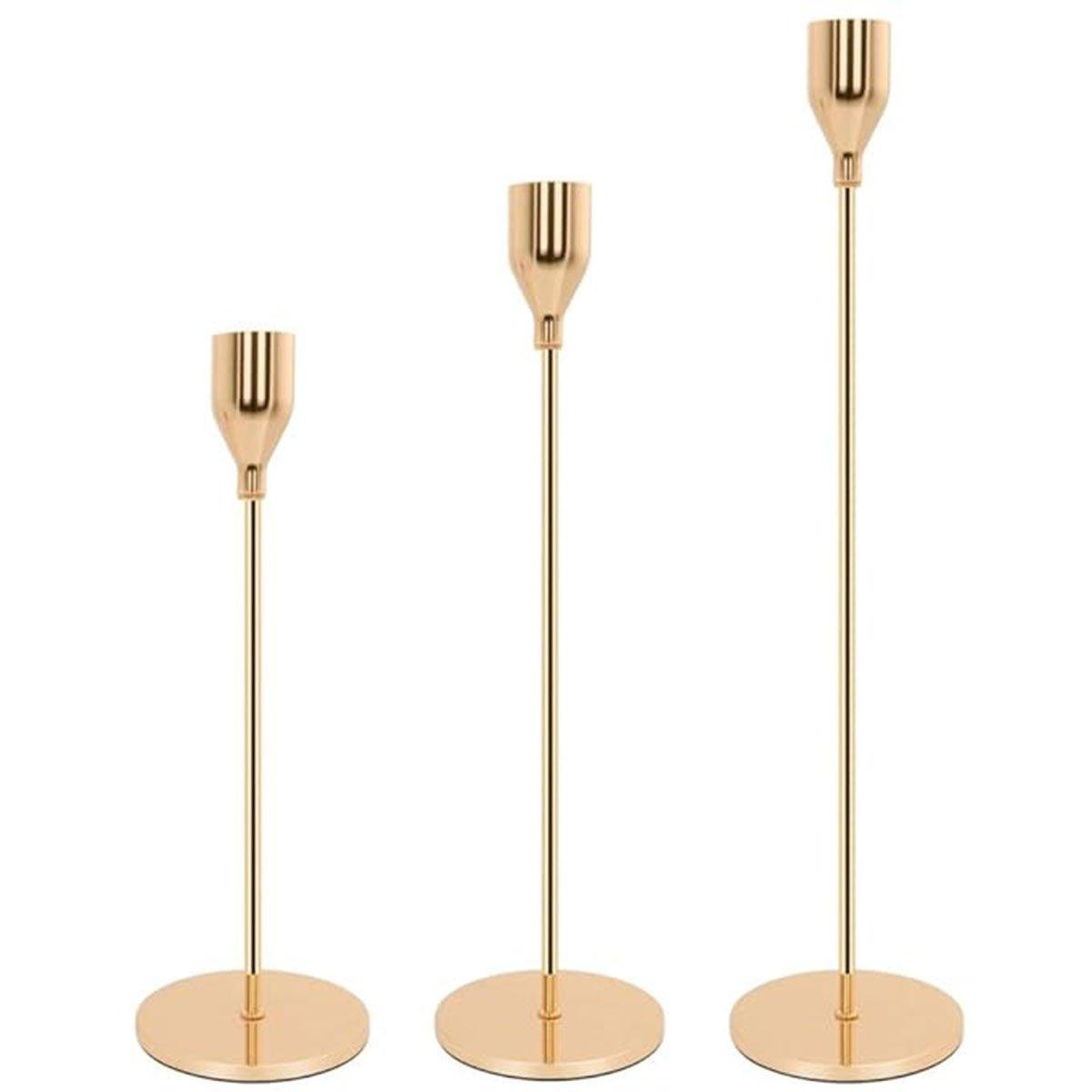 Eden Nest Set of 3 Decorative Metal Candlestick Holders - Sleek Minimalist Design