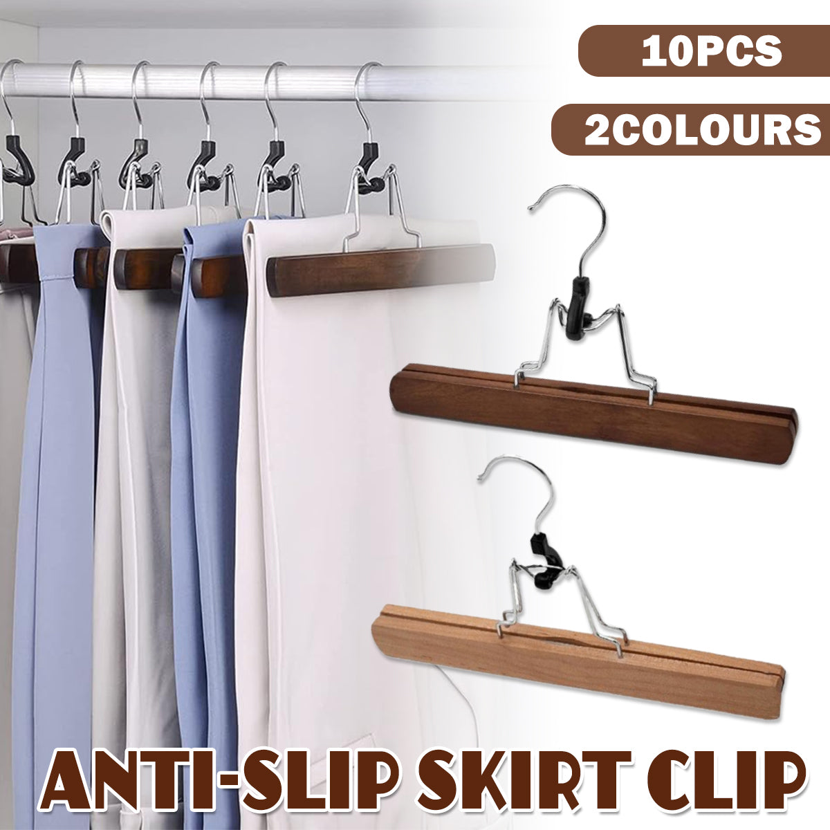 Eden Nest Solid Wood Skirt Clip Hangers