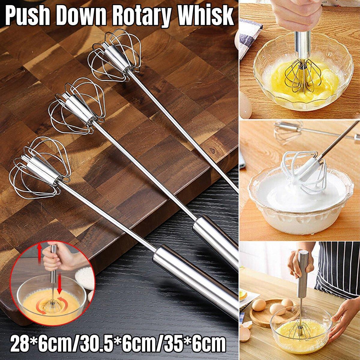 Eden Nest Stainless Steel Semi-Automatic Egg Beater - Hand-Pressed Rotary Whisk for Effortless Mixing and Whipping