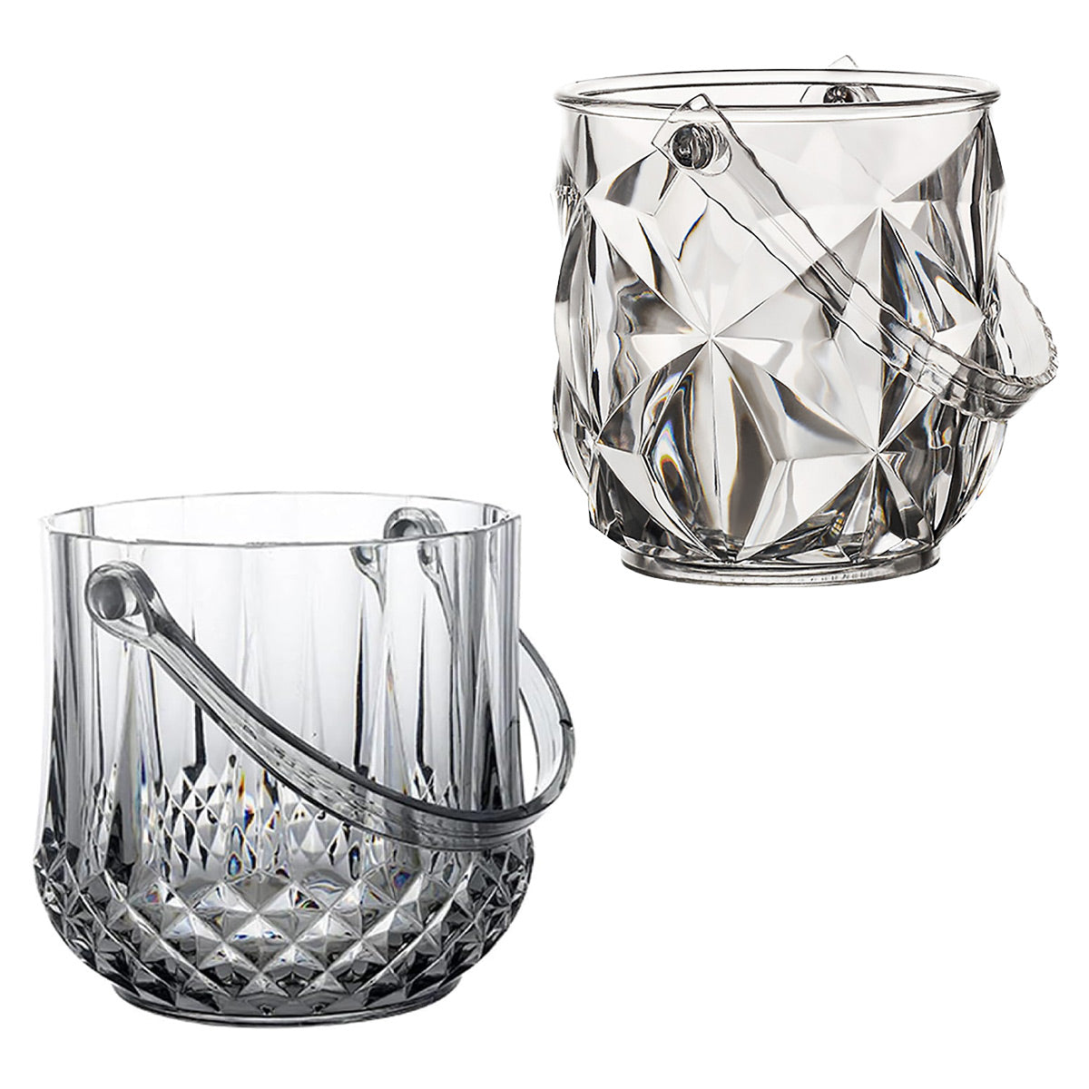 Eden Nest Acrylic Ice Bucket - Crystal or Diamond Design with Handle and Clip
