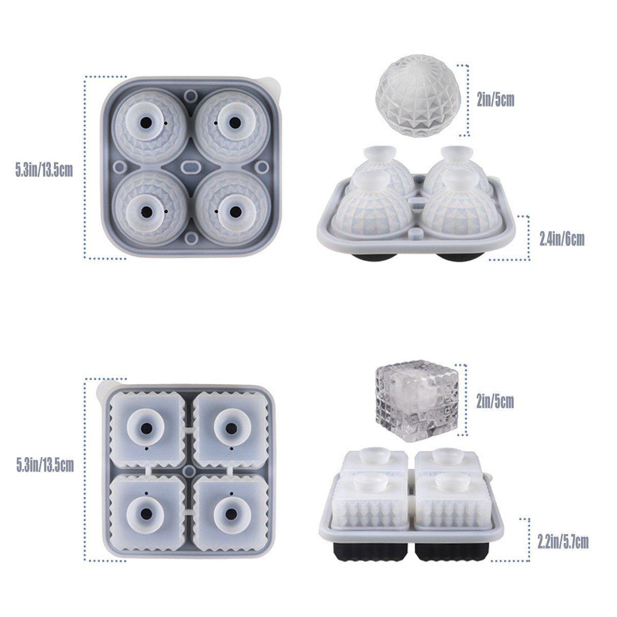 Eden Nest Silicone Ice Cube Tray and Ice Ball Maker 2 Pcs