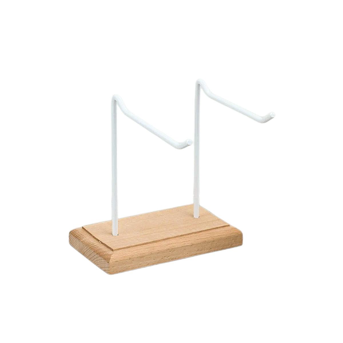 Eden Nest Jewellery Display Rack - Modern Wooden Base with Double Iron Hooks