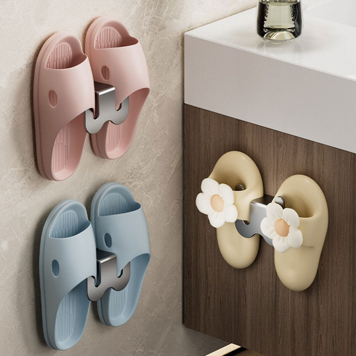 Eden Nest Stainless Steel Wall-Mounted Slipper Rack Set (3-Pack)