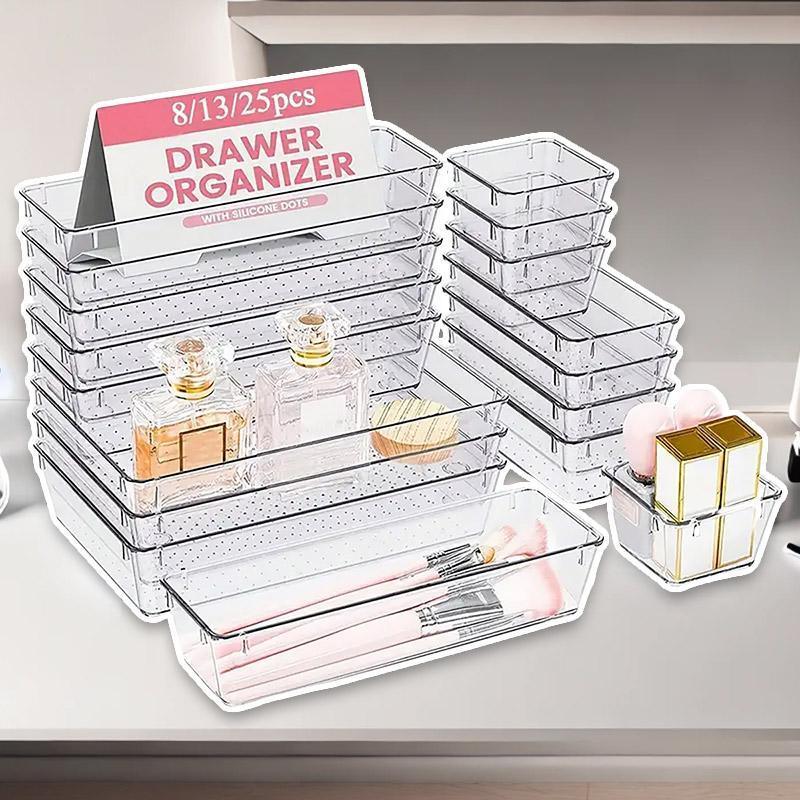 Eden Nest Transparent Plastic Drawer Organiser Set - 8, 13, or 25 Piece Storage