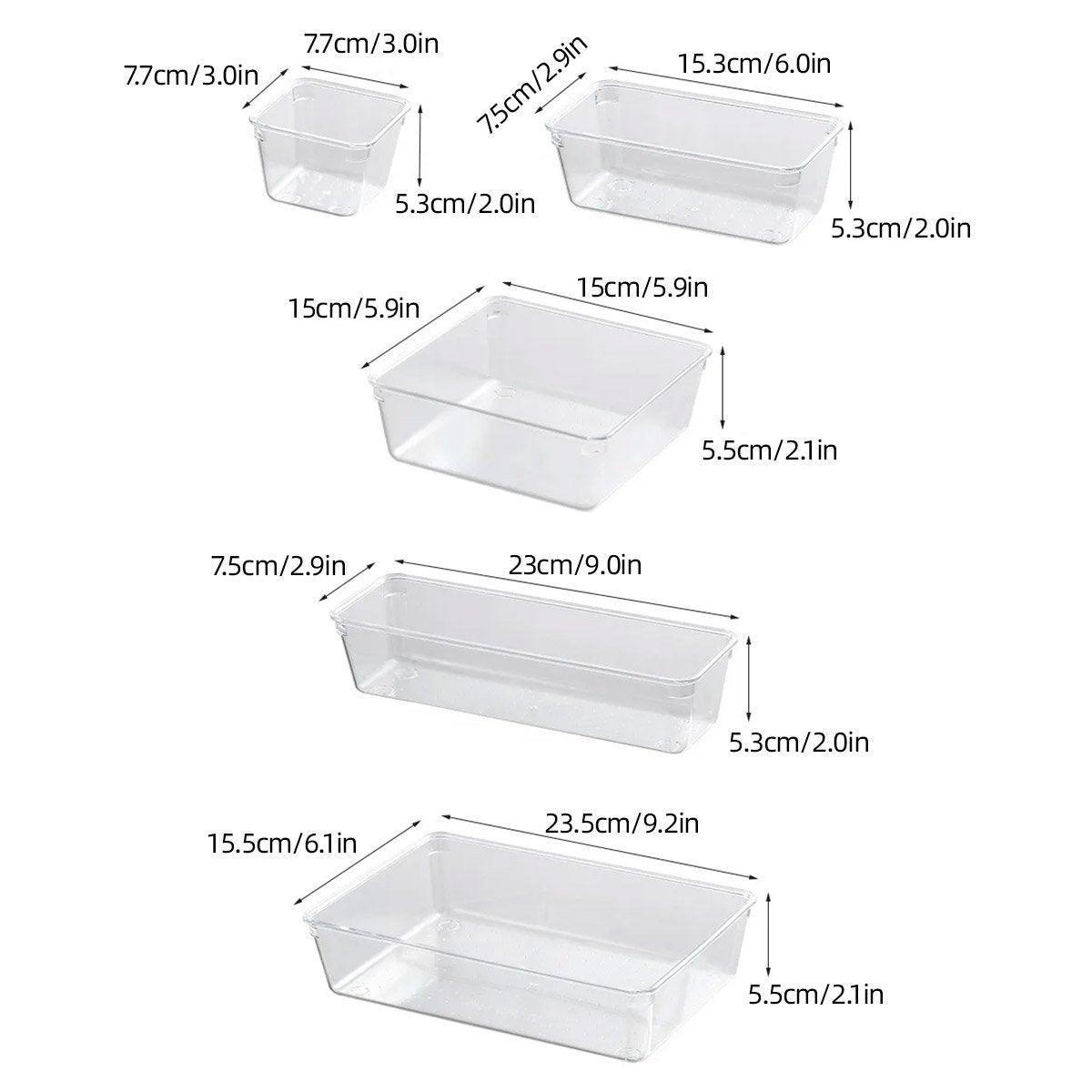 Eden Nest Transparent Plastic Drawer Organiser Set - 8, 13, or 25 Piece Storage