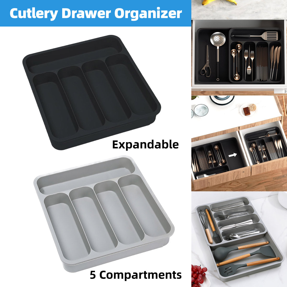 Eden Nest Expandable Kitchen Drawer Cutlery Organizer