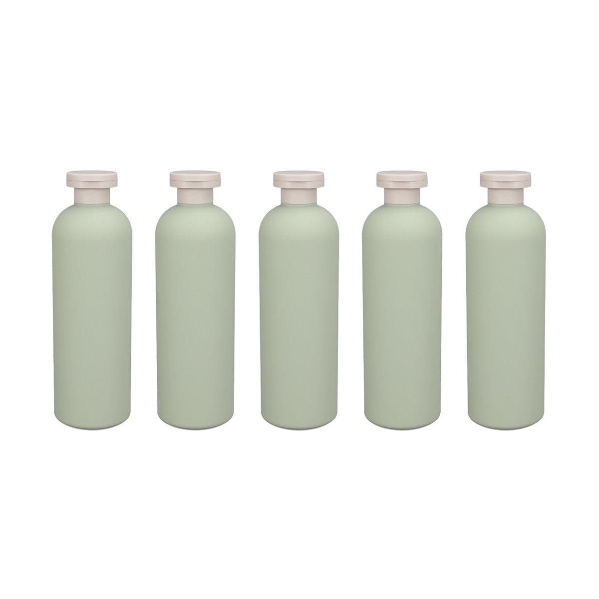 5 Pack Green Squeeze Bottles Refillable Travel Plastic Soap