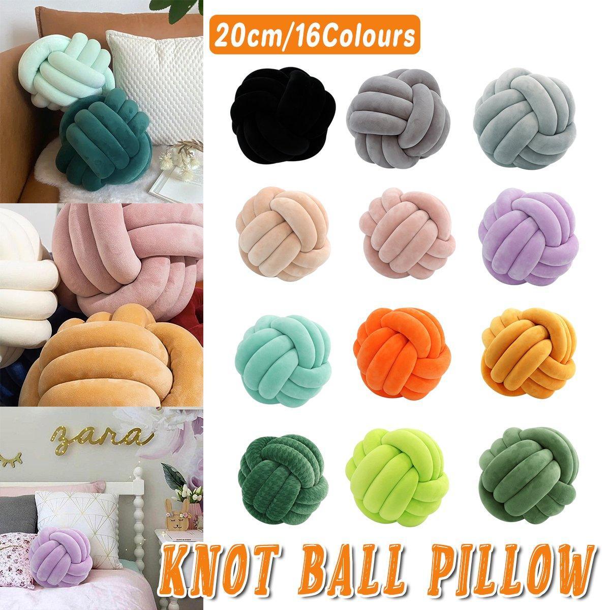 Eden Nest Three Strand Braided Velvet Round Grey Pillow