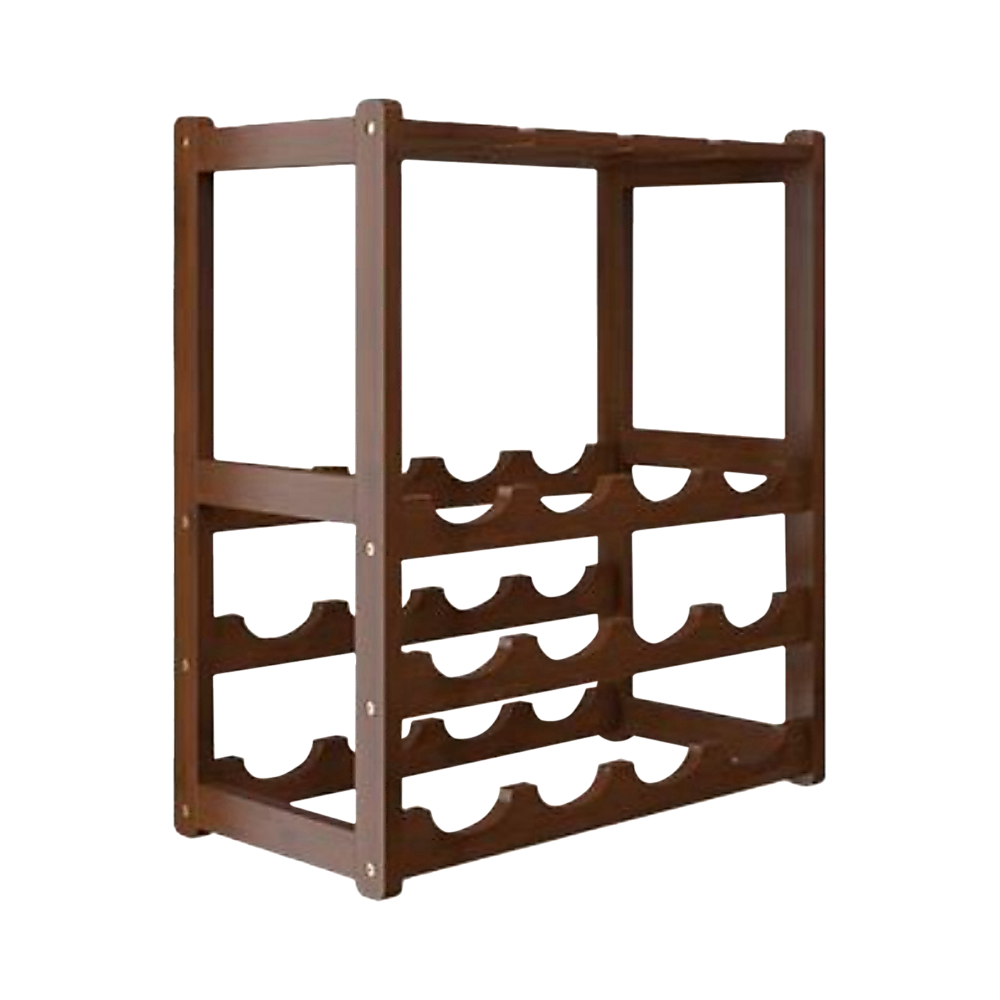 Eden Nest Bamboo Standing Wine Rack 15 Bottles 6 Glasses