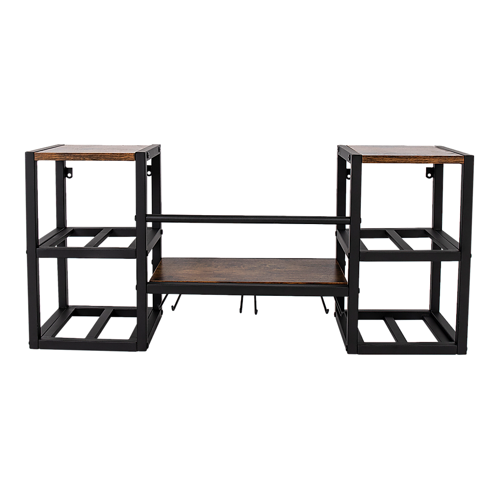 Wall Mounted Wine Rack With Glass Holder 16 Bottle Storage