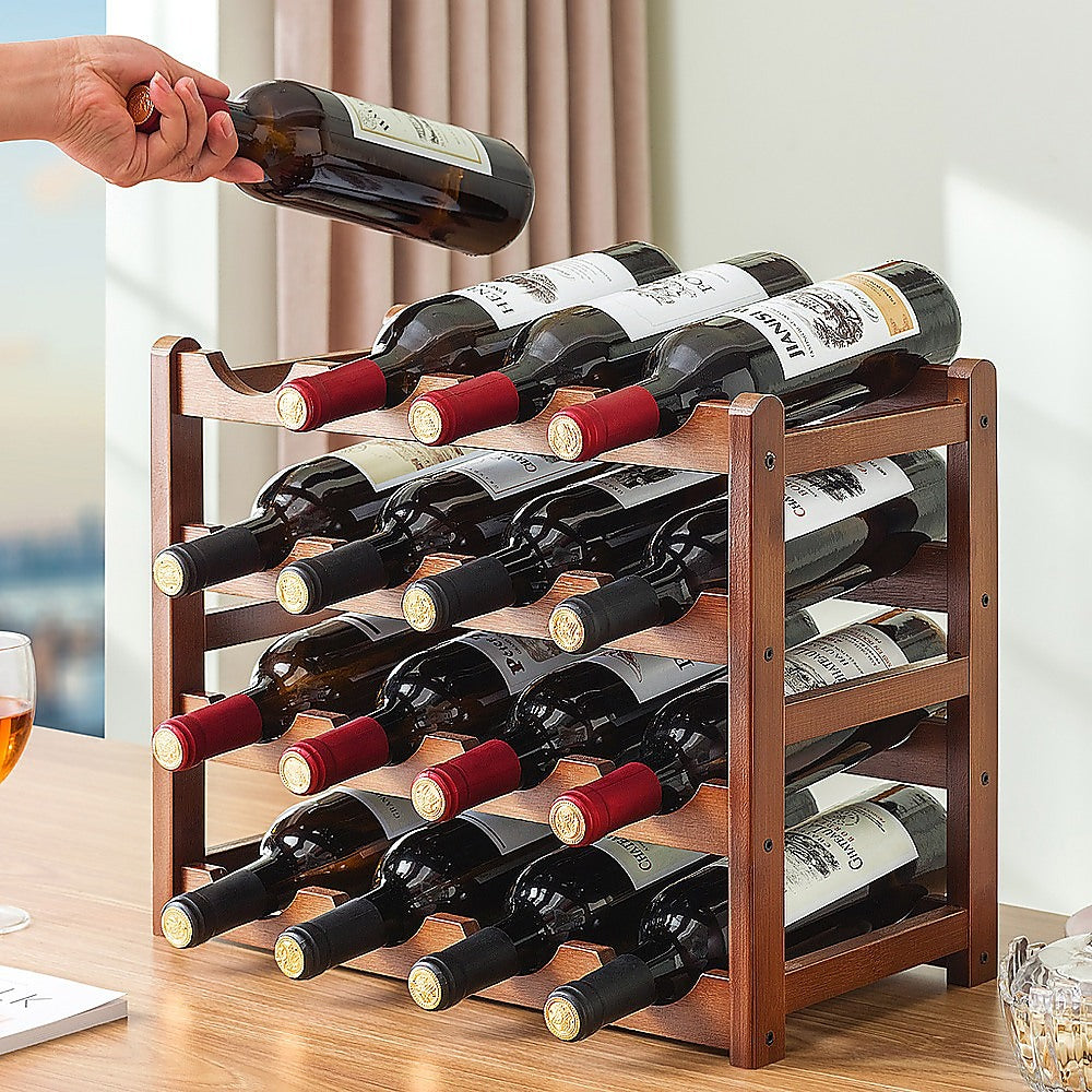 Eden Nest Bamboo Wine Rack Free Standing For 15 Bottles