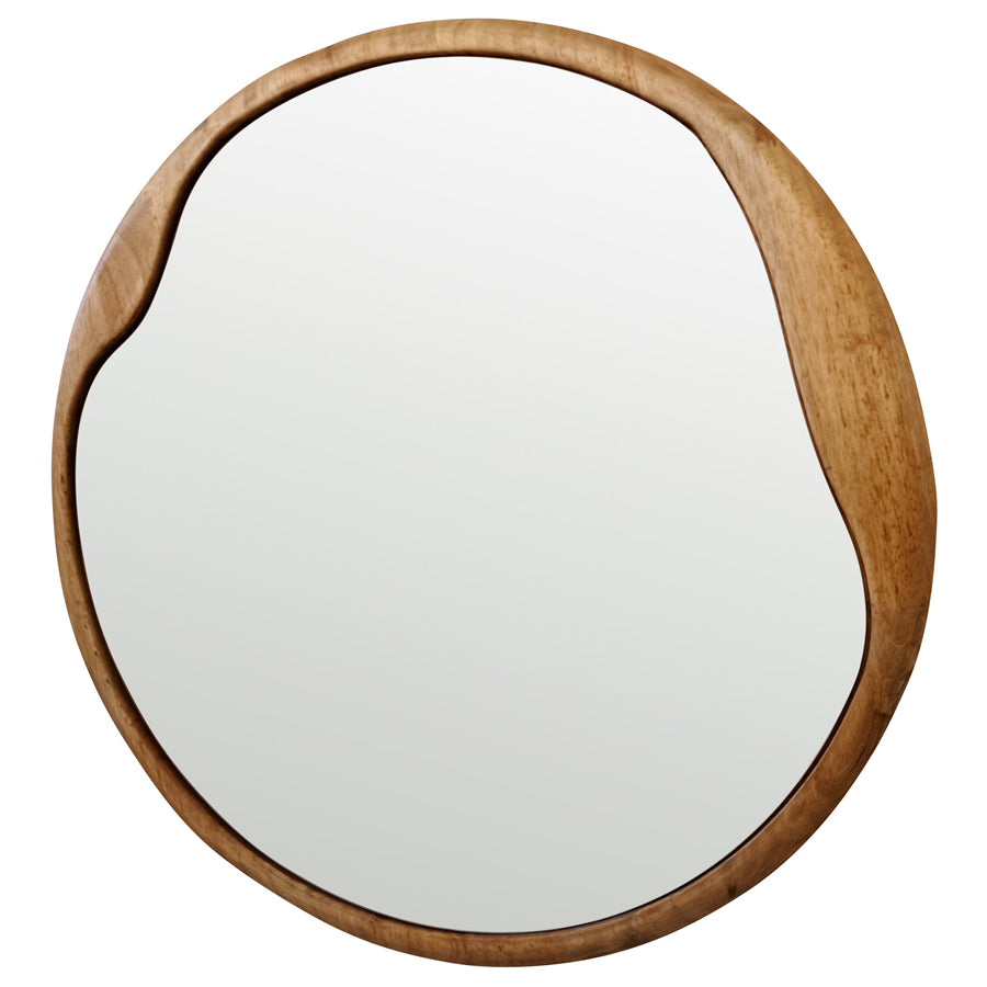 Eden Nest Mid Century Asymmetric Wood Framed Mirror 60x60cm