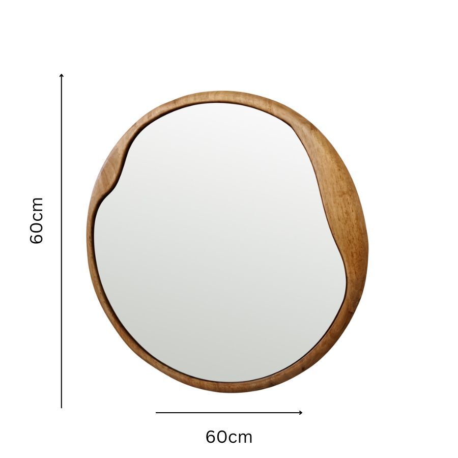 Eden Nest Mid Century Asymmetric Wood Framed Mirror 60x60cm