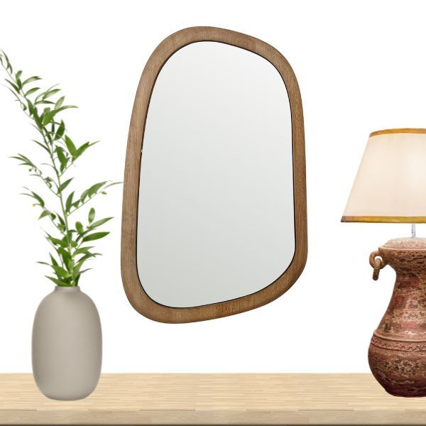 Eden Nest Midcentury Wood Framed Wall Mirror 40 By 62 Cm