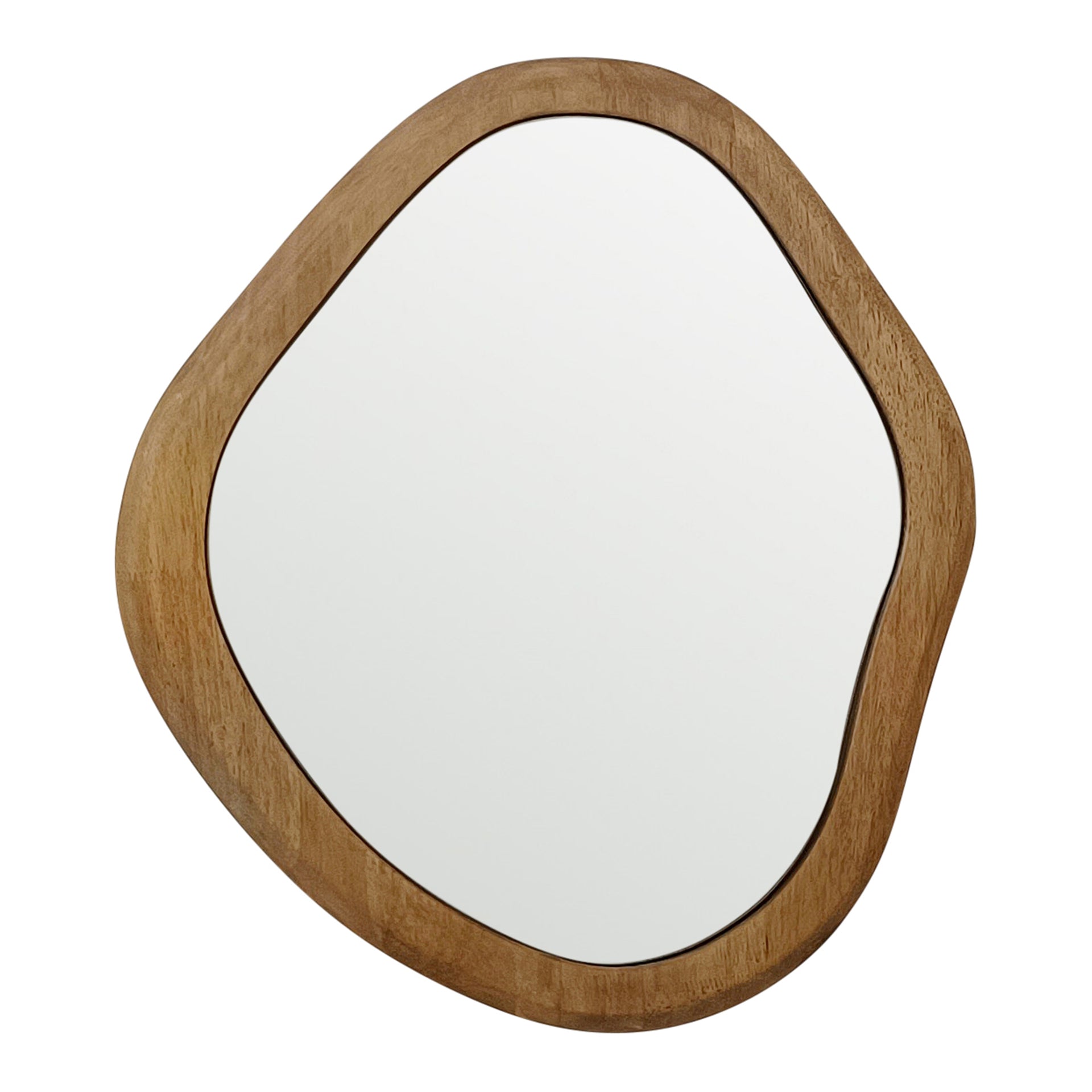 Mid Century Asymmetric Wood Framed Wall Mirror 52x59cm