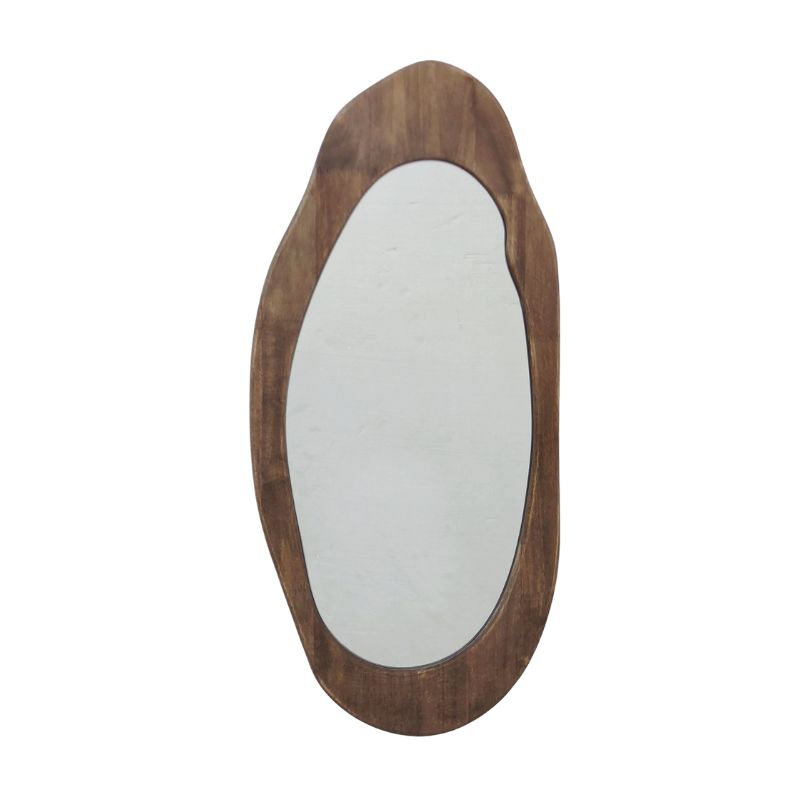 Mid Century Wood Framed Wall Mirror 32x70cm Natural Finish