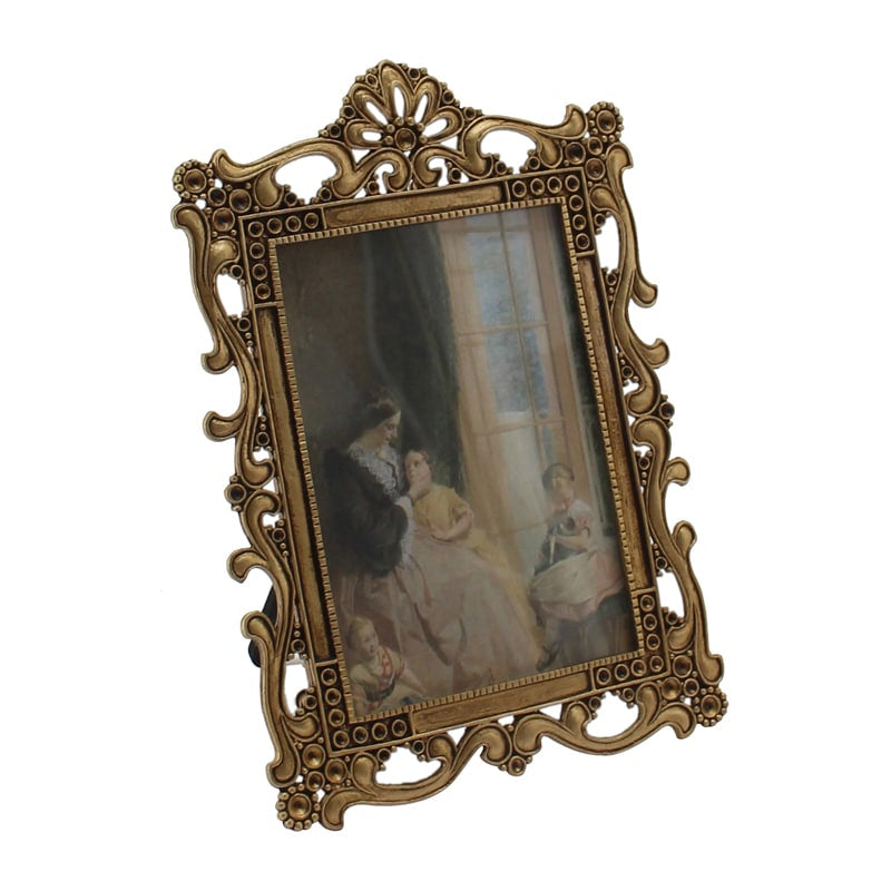 Eden Nest Antique Gold Metal Photo Frame With Ornate Swirls
