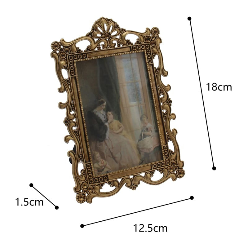 Eden Nest Antique Gold Metal Photo Frame With Ornate Swirls