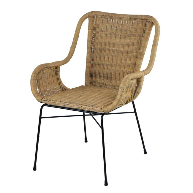 Eden Nest Rattan Armed Dining Chair Natural Finish 86cm