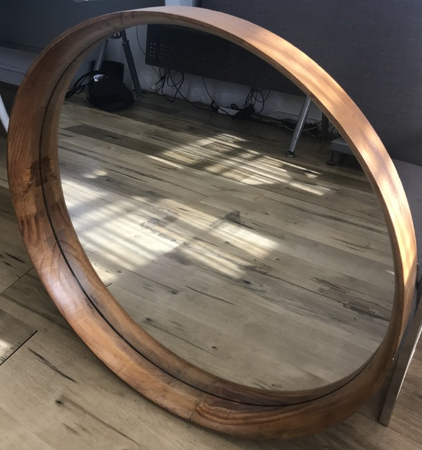Eden Nest Round Mirror 80cm Free Standing Pine Wood
