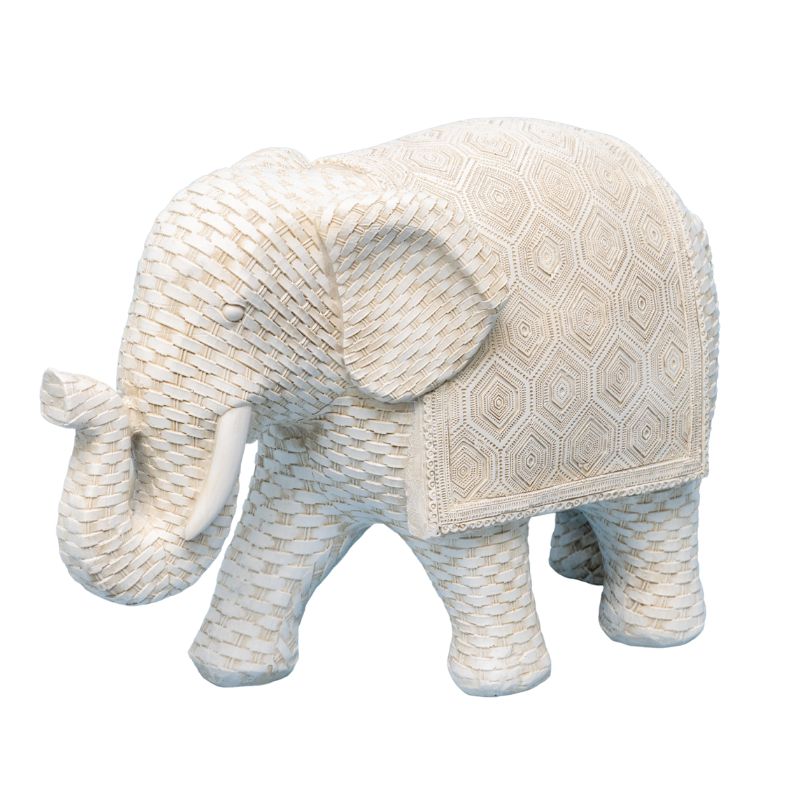 Woven Look Dad Elephant Ornament 30cm Indoor Outdoor Decor